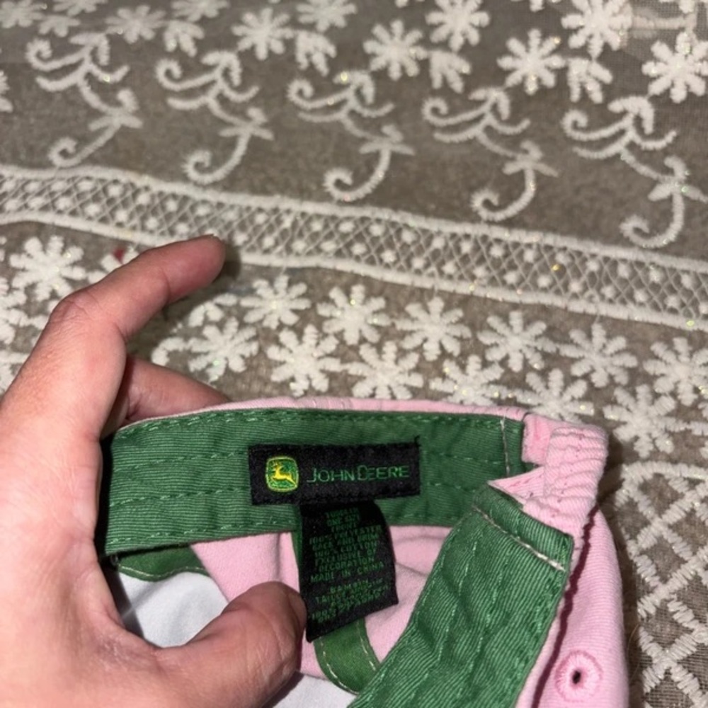 John Deere Pink and White Kids Horse Baseball Cap - Picture 3 of 5